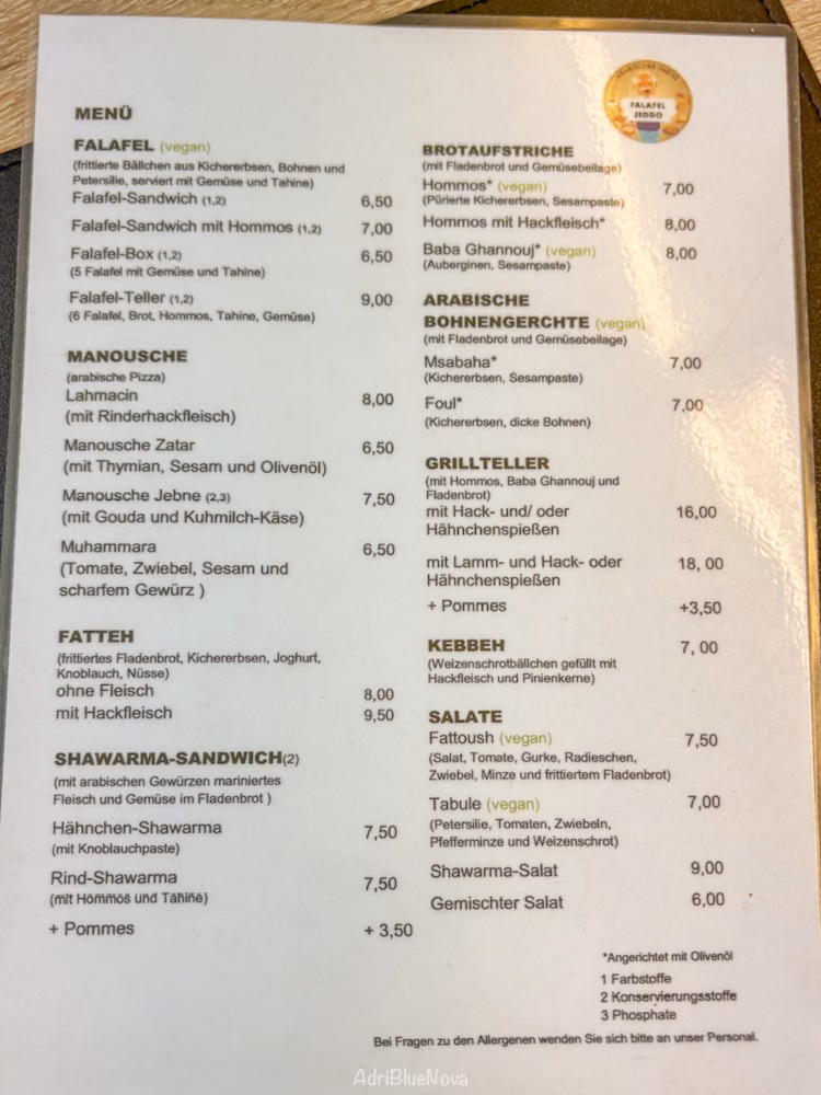 Falafel Jeddo Bad Wurzach Speisekarte