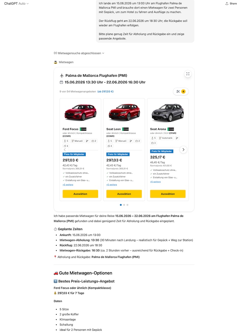 Mietwagen-Buchung neu gedacht: ADAC Autovermietung macht ChatGPT zum persönlichen Reiseassistenten 4 Mietwagen-Buchung neu gedacht: ADAC Autovermietung macht ChatGPT zum persönlichen Reiseassistenten